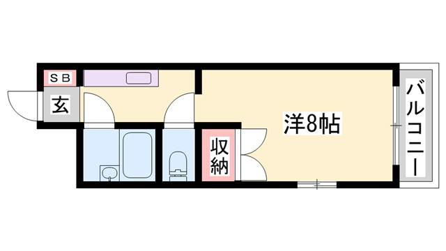 ロッキーコート太子(1K/4階)の間取り写真