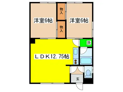 コスモハイツ(2LDK/1階)の間取り写真
