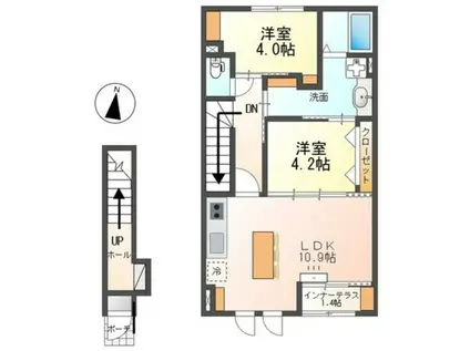 ファミーユ広島大学前(2LDK/2階)の間取り写真
