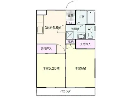 春田ハイツ(2DK/2階)の間取り写真