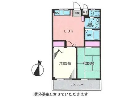 メイプルIII(2LDK/1階)の間取り写真