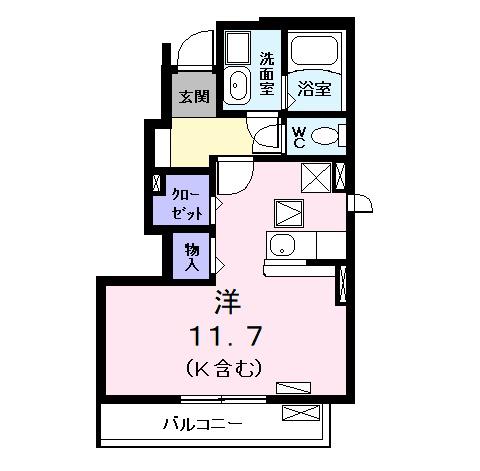 アルカンシエル(ワンルーム/1階)の間取り写真