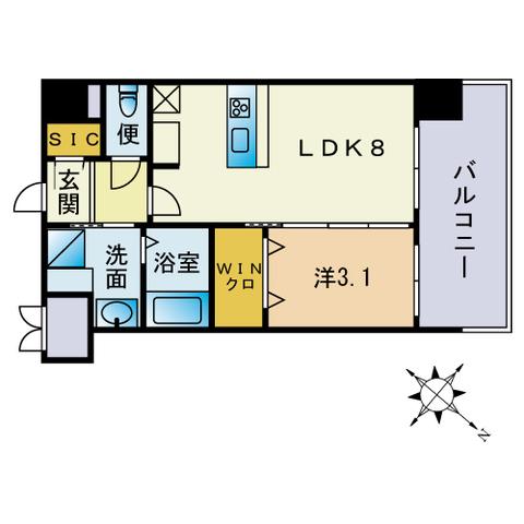 アクシオン高宮駅前グラシア(1LDK/9階)の間取り写真