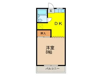 サンパールハイツ(1DK/2階)の間取り写真