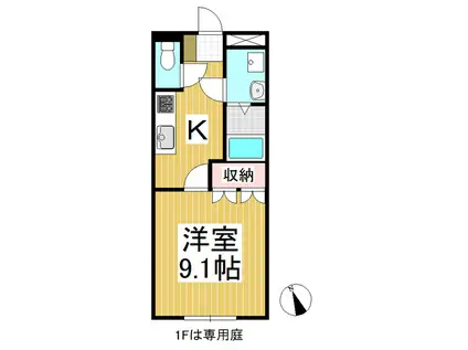 アドバンス・エム(1K/1階)の間取り写真