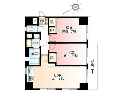 ライオンズヒルズ板橋中台(2LDK/4階)の間取り写真