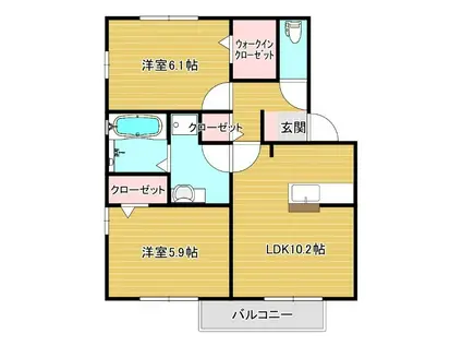 スプランディードシンフォニーB棟(2LDK/2階)の間取り写真