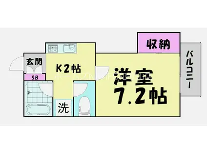 グリーンフル北谷(1K/2階)の間取り写真