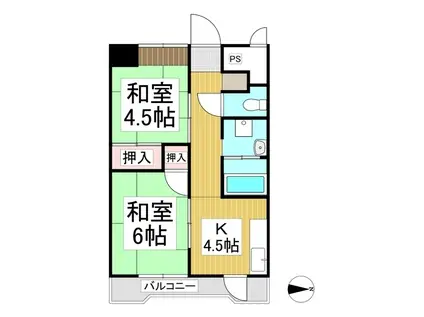 コーポヤマハネ(2K/3階)の間取り写真