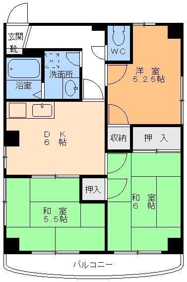 花こよみ館(3DK/4階)の間取り写真