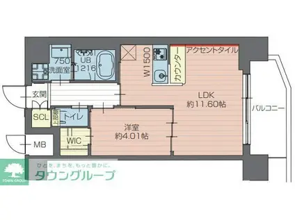 プレジオ川口ASIAN(1LDK/9階)の間取り写真