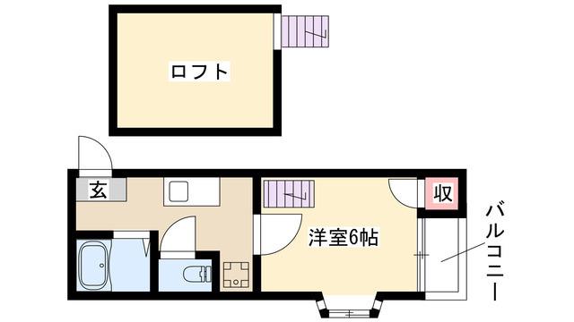 リバティー川名(1K/2階)の間取り写真