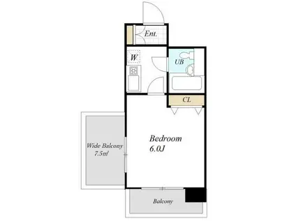 イルヴィアーレ青砥(1K/6階)の間取り写真