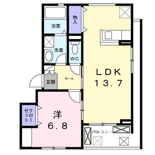 プレミール京都(1LDK/2階)の間取り写真