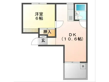 藤沢ハイム(1LDK/3階)の間取り写真