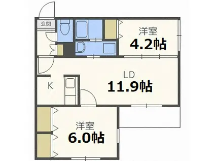 ALBA MEW(2LDK/2階)の間取り写真