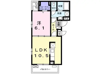 エテルノ・グランデI(1LDK/2階)の間取り写真