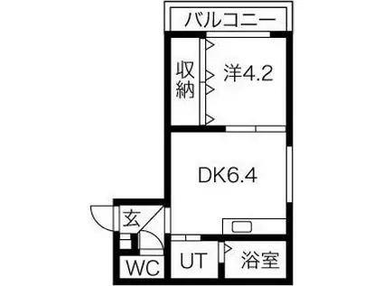 ウィニールルソン(1DK/2階)の間取り写真