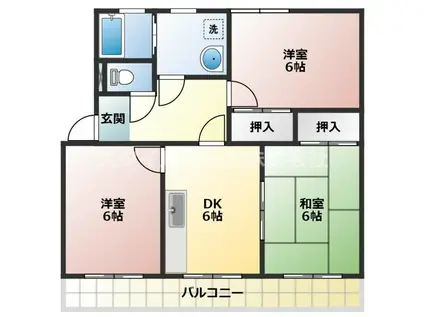 シティ・ナカヤマ B(3DK/1階)の間取り写真