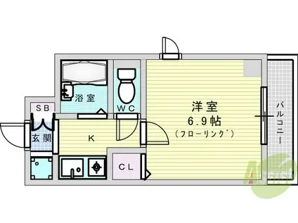 サンイースト江坂(1K/4階)の間取り写真
