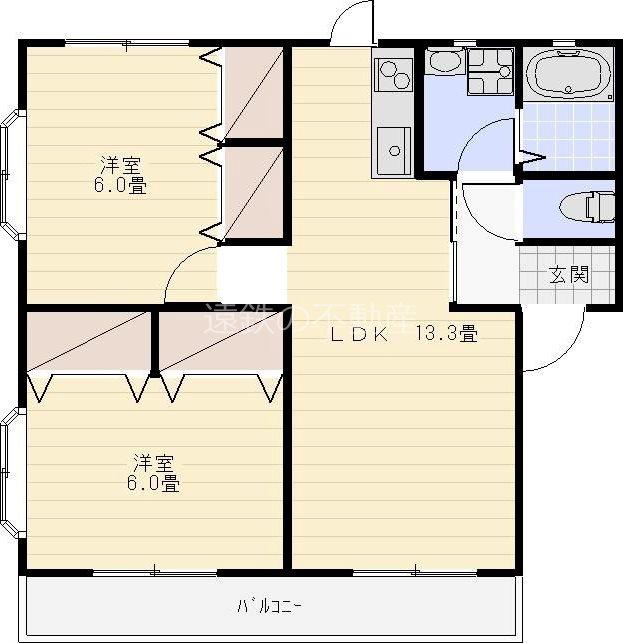 ティエドIIO A(2LDK/2階)の間取り写真