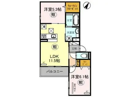 プレミアサクラ(2LDK/1階)の間取り写真