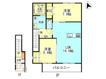 アルクス長束(2LDK/2階)の間取り写真