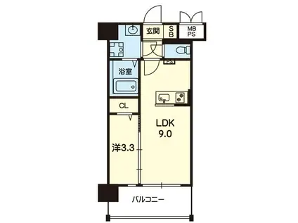 ドノーレ熊本駅東(1LDK/4階)の間取り写真