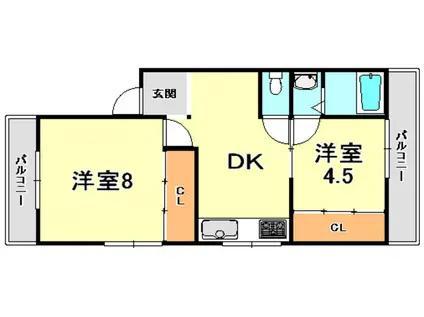 津崎マンション(2DK/2階)の間取り写真