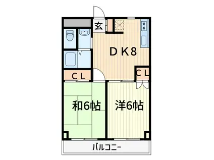 タケノヤハイツ朝日第1(2DK/1階)の間取り写真