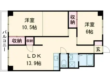 フジマンション(2LDK/1階)の間取り写真