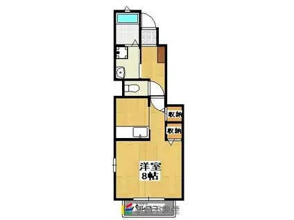 昴 弐番館(ワンルーム/1階)の間取り写真