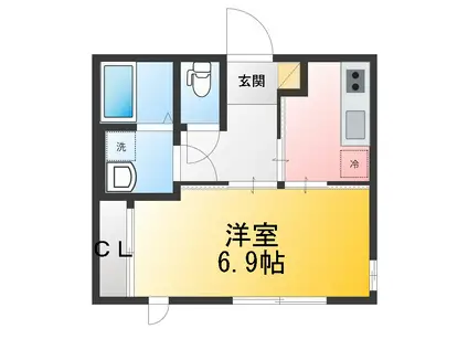 プライムヒルズ釜台公園D棟(1K/1階)の間取り写真