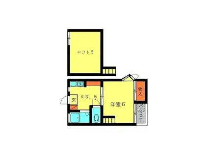 ヴィクトリー光町(1K/1階)の間取り写真