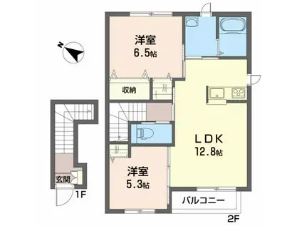 メゾンナドーレ(2LDK/2階)の間取り写真