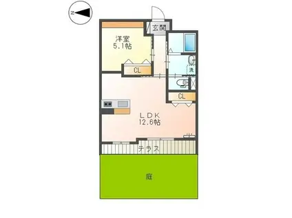 REPOS DU COEUR(1LDK/1階)の間取り写真