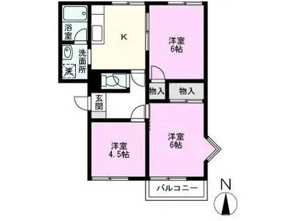 フレグランスN(3K/2階)の間取り写真