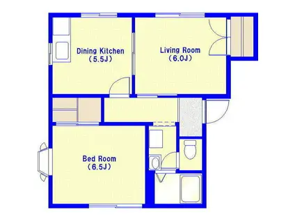 弥生ハイツ(2DK/1階)の間取り写真