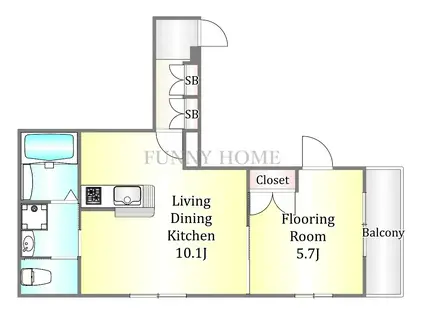 GLANZ ウエスト(1LDK/3階)の間取り写真