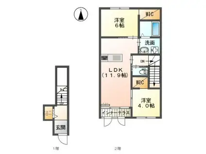 サンガーデン 光(2LDK/2階)の間取り写真