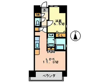 アンジェリーナANGELINA(1LDK/5階)の間取り写真