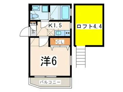 プリムローズヒル弘明寺(1K/2階)の間取り写真