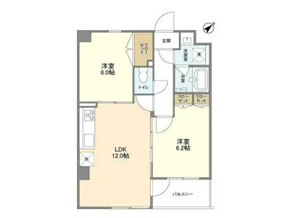 ROCKCOURT三田(2LDK/2階)の間取り写真