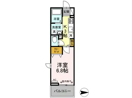 ビューテラス(1K/3階)の間取り写真