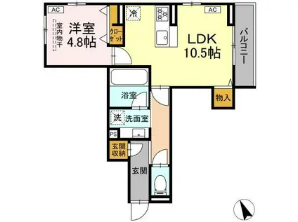 D-ROOM幕張町5丁目PJ(1LDK/2階)の間取り写真