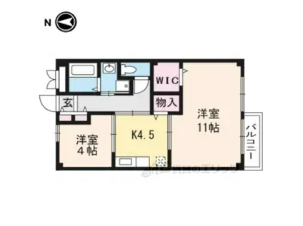 コーポデルフィー(2K/2階)の間取り写真