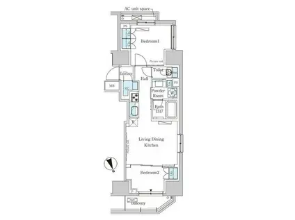 パークアクシス虎ノ門(2LDK/7階)の間取り写真
