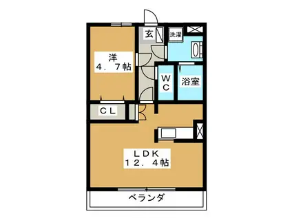 CASA DUO ノース(1LDK/3階)の間取り写真