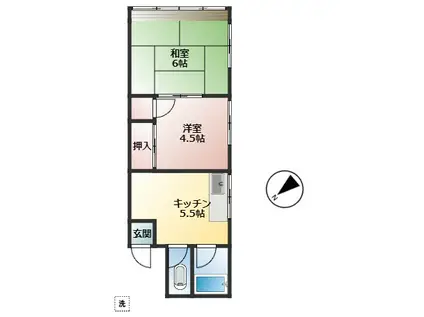 マンション関(2K/3階)の間取り写真