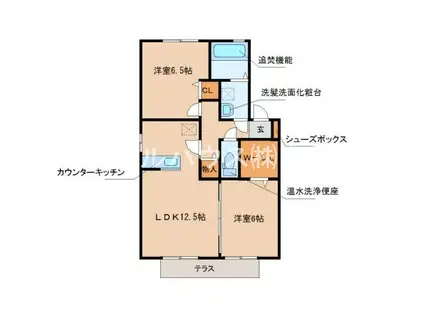 メゾンフローラルA(2LDK/1階)の間取り写真